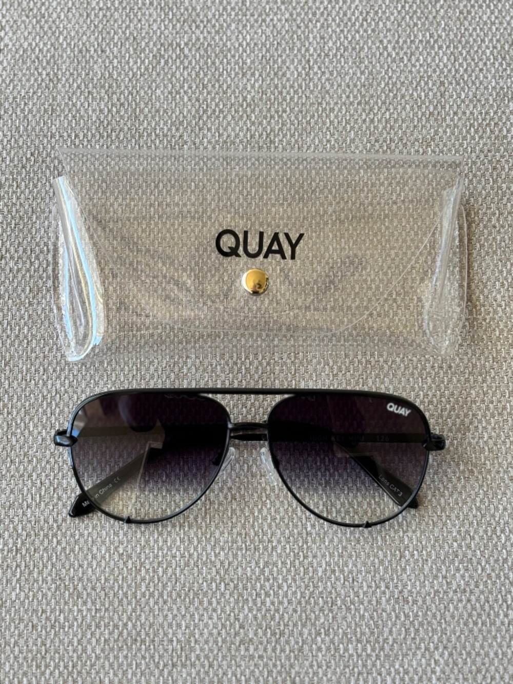 Quay High Key Mini (Large) Black Frame w/Gradient Aviator Sunglasses - Picture 2 of 9